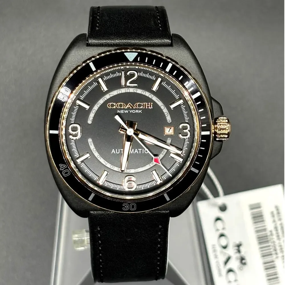 Coach Charter 14602734 Automatic 44mm Black Leather Men’s Watch NIBWT
